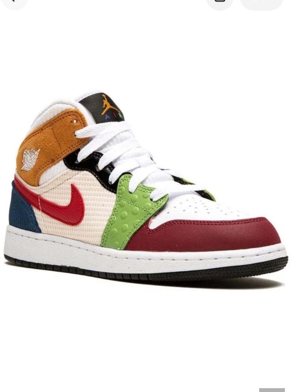 Nike Air Jordan Messy White Color-block Patchwork Hightop Sneakers Y7 W 8.5